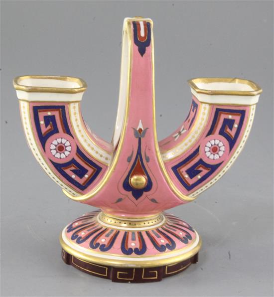 Christopher Dresser (1834-1904) for Mintons. A cloisonne style double ended vase, height 16cm